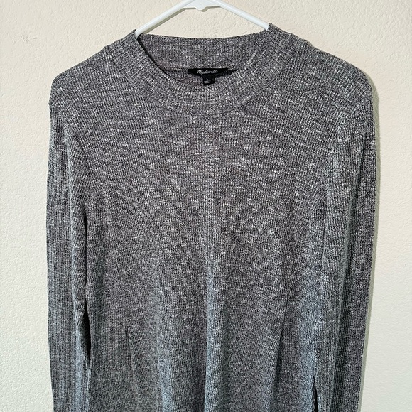 Madewell Cityblock Mockneck Ribbed Long Sleeve Grey Dress - Picture 4 of 9